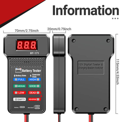 Multi-function Car 12V Battery Tester With Accurate Diagnostics