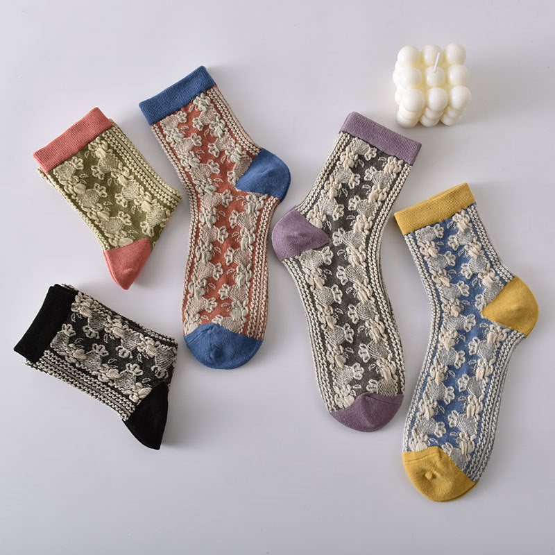 Women's Floral Cotton Socks Set 10 Pairs Comfortable Soft Design