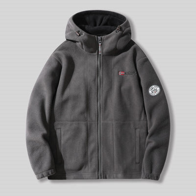 Men's Faux Fleece Hooded Jacket Double Faced Warm Winter Coat