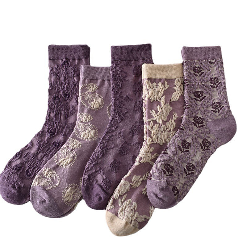 Women's Floral Cotton Socks Set 10 Pairs Comfortable Soft Design