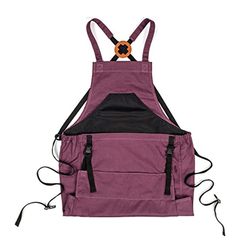 Cross Back Gardening Apron With Deep Kangaroo Pockets For Tools
