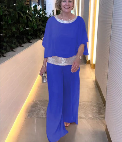 Elegant Colorblock Sequin Two-Piece Set For Stylish Occasions