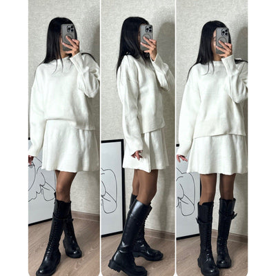 Knitted Woolen Dress Set Cozy Warm Stylish Winter Outfit