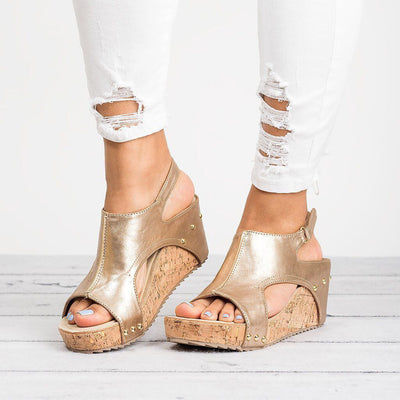 Women’s Orthopedic Leather Wedge Sandals Comfortable Platform Shoes