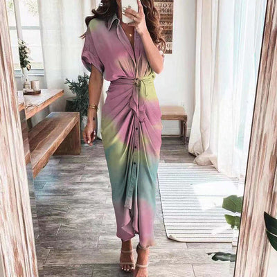 Women Satin Shirt Dress With Button Detail Elegant Design