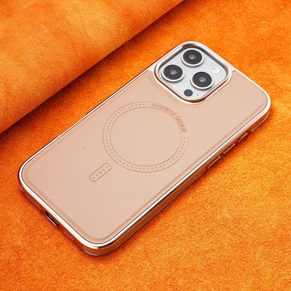 MagSafe Leather Phone Case Soft Magnetic Grip Protective Cover