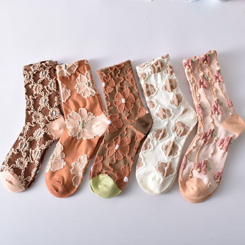 Women's Floral Cotton Socks Set 10 Pairs Comfortable Soft Design