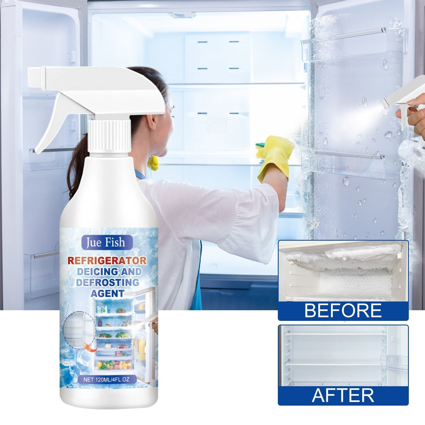 Defrosting Spray For Fridge Freezer With Practical Spatula Tool