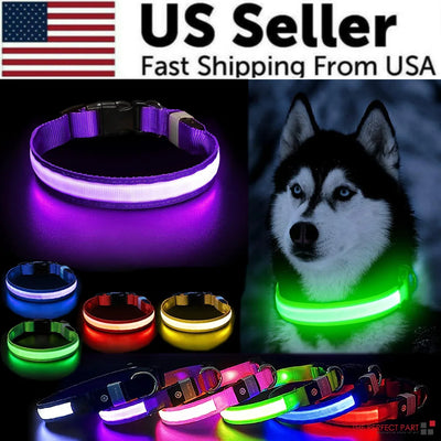 LED Dog Collar Adjustable Waterproof Blinking Safety Light For Pets