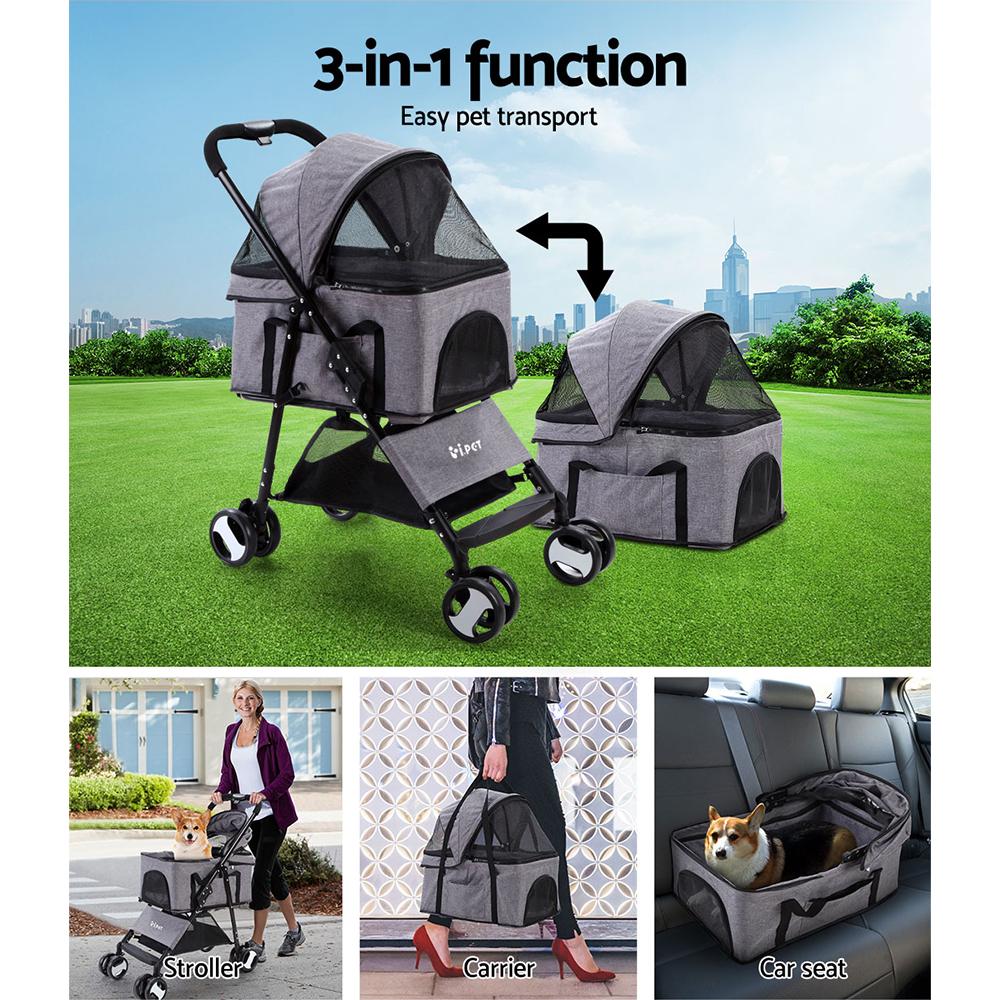 Pet Stroller Foldable Dog Carrier Lightweight Portable Pram