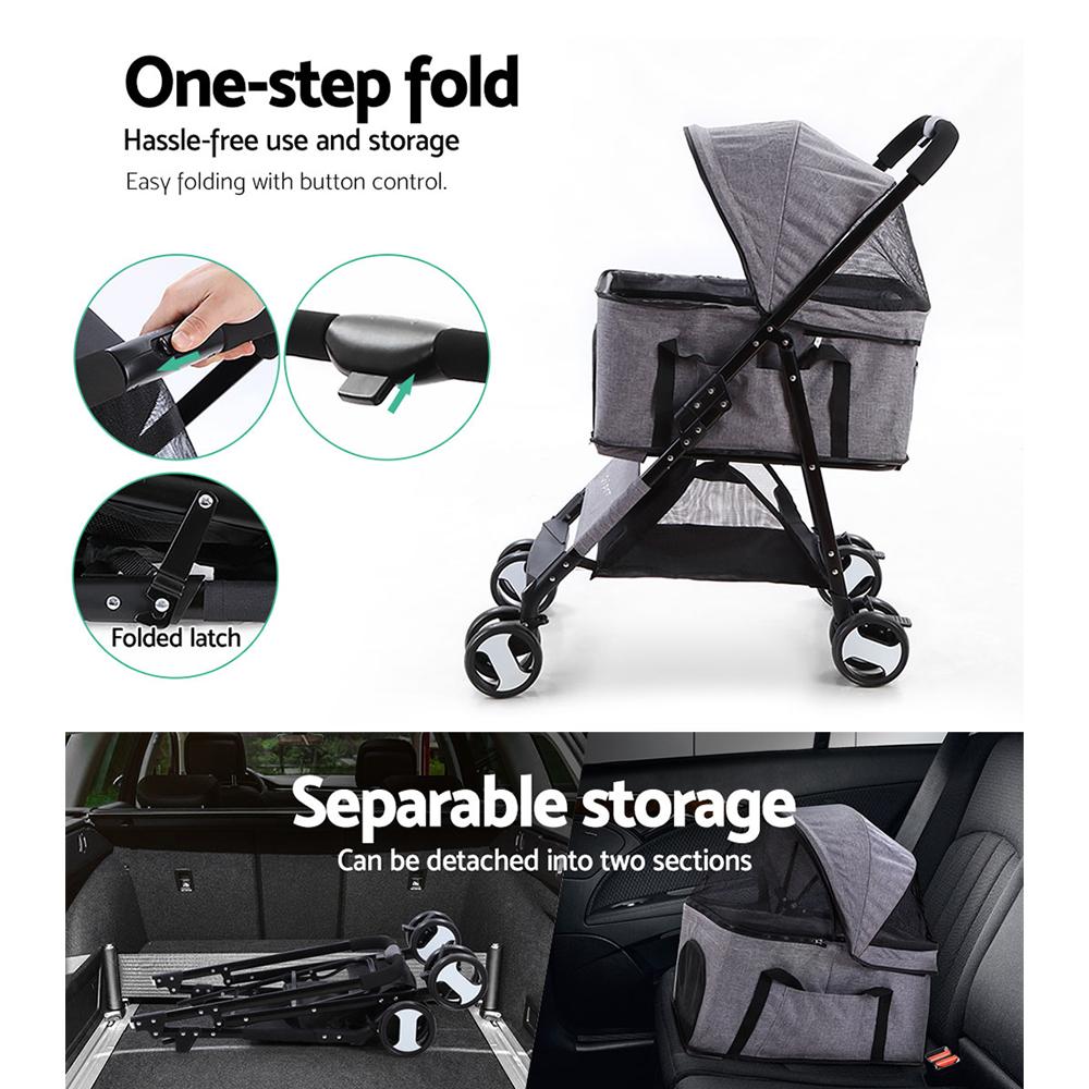 Pet Stroller Foldable Dog Carrier Lightweight Portable Pram