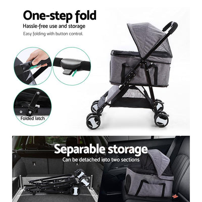 Pet Stroller Foldable Dog Carrier Lightweight Portable Pram