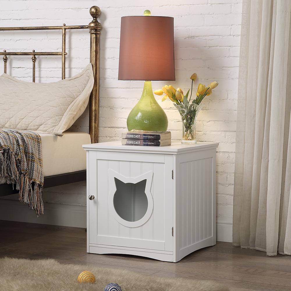 Nightstand Pet House Cozy Wooden Bed With Storage Space