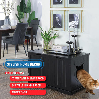 Bench Litter Box Enclosure With Storage And Comfortable Seating