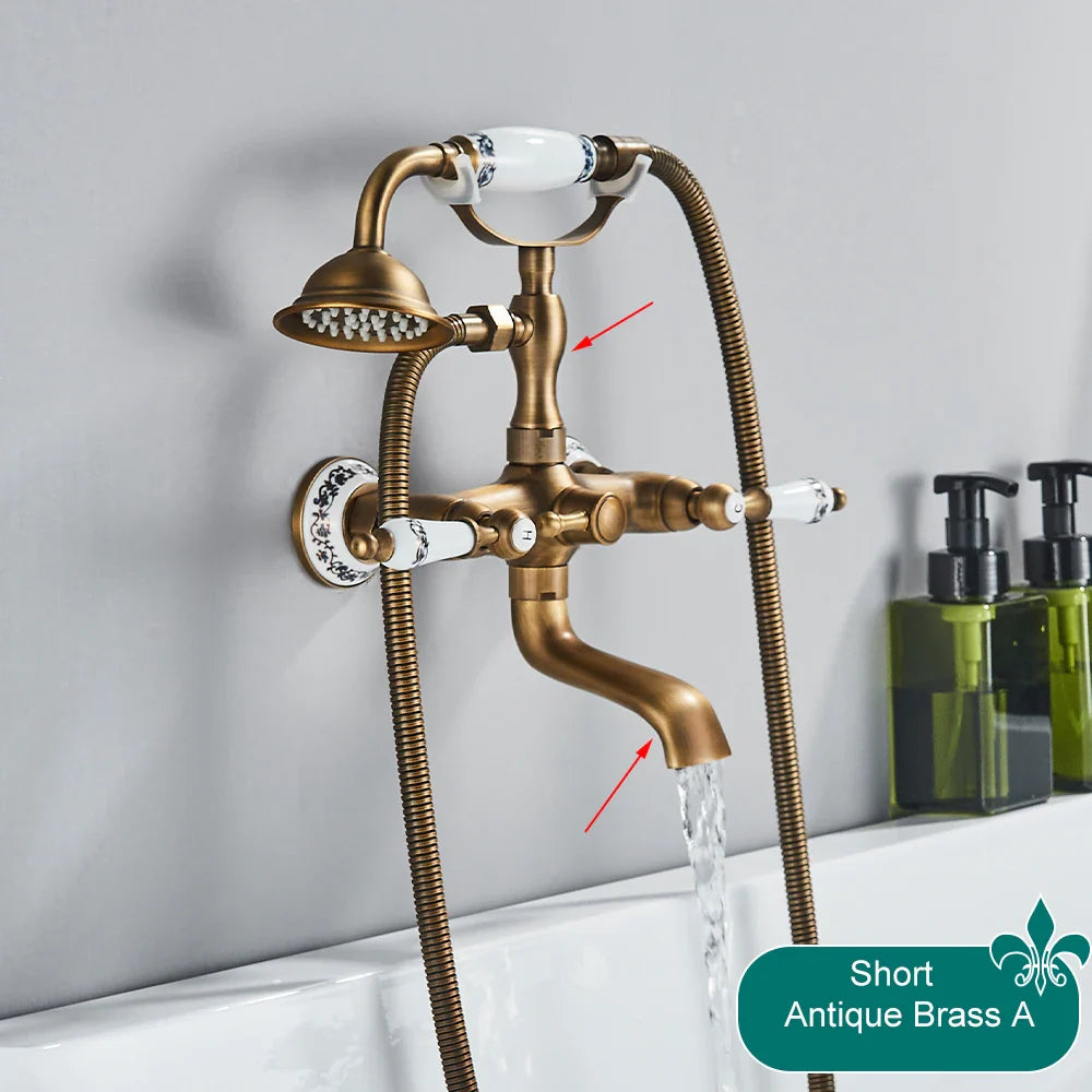 Waterfall Bathtub Faucet Brass Telephone Style Golden Finish
