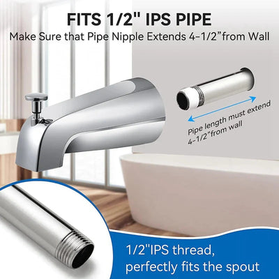 Bathroom Tub Spout 5 1/4 Inch Reach Wall Mount With Shower