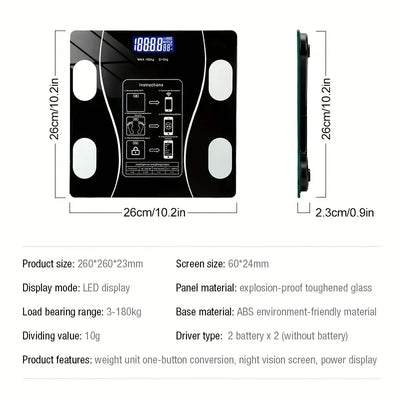 Bluetooth Digital Bathroom Scale Wireless Electronic Weight Monitor