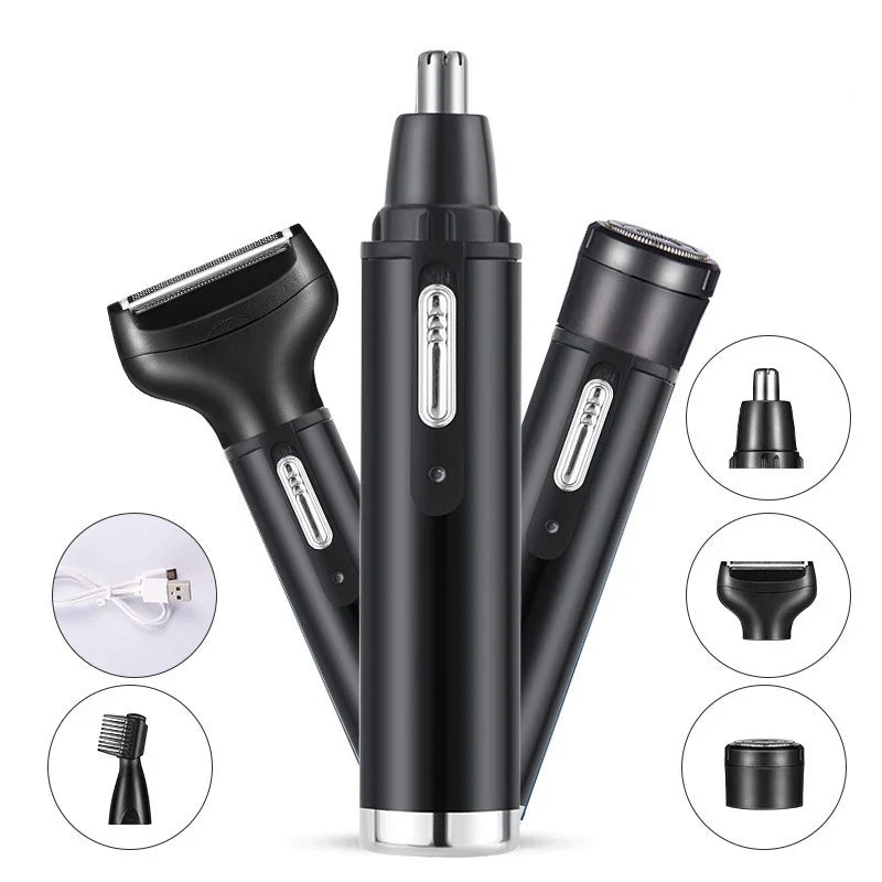 Ear And Nose Hair Trimmer With Eyebrow And Facial Hair Removal For Men