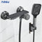 Gray Waterfall Bathtub Faucet Brass Chrome Wall Mount With Hand Shower