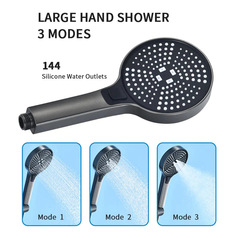 Gray Bathtub Faucet With Hand Shower And Handheld Sprayer Set