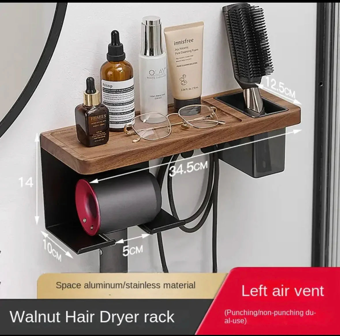 Hair Dryer Holder Bathroom Styling Organizer Blower Storage Rack