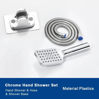 Gray Waterfall Bathtub Faucet With Brass Hand Shower Set