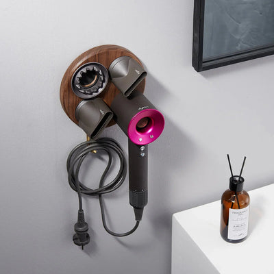 Wall Mounted Hair Dryer Storage Rack Copper Wood Organizer For Dyson