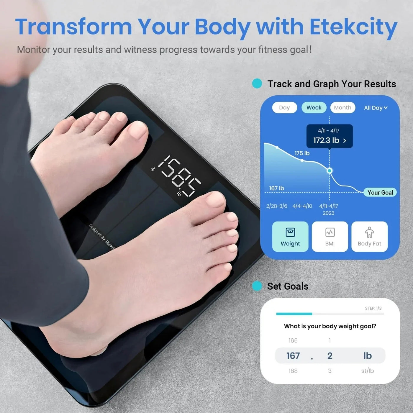 Digital Bathroom Weighing Scale With BMI Body Fat Muscle Analysis