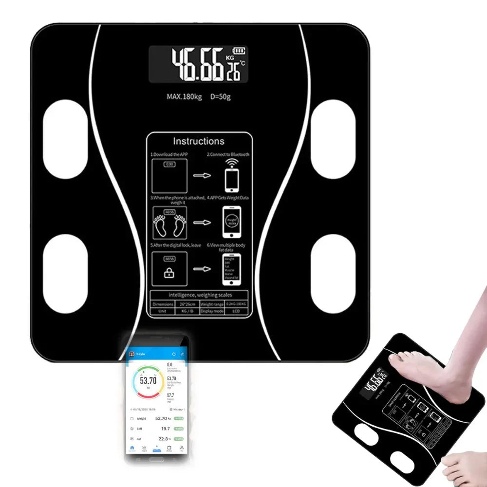 Digital Bathroom Scale With Bluetooth Body Weight Monitor