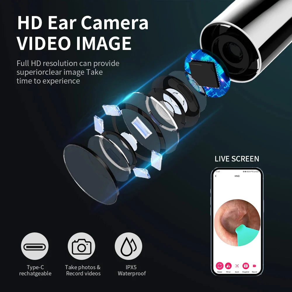 Ear Cleaner With Camera USB C Charging Otoscope Endoscope Set