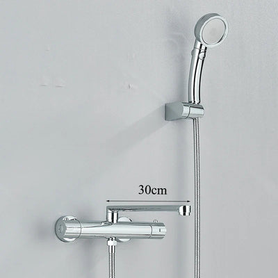 Thermostatic Bathtub Faucet Set Wall Mounted Black Chrome Shower Mixer