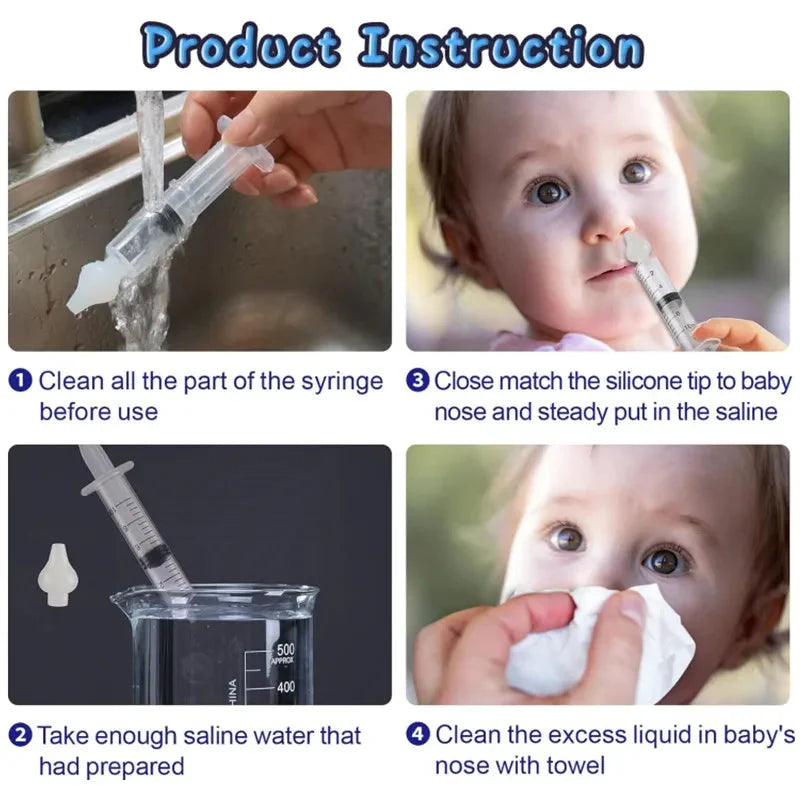 Baby Nasal Aspirator 10ML 20ML Soft Silicone Nose Cleaner Syringe