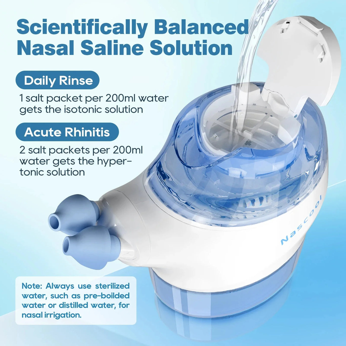 Electric Nasal Irrigation System With 50 SaltPods For Nose Care