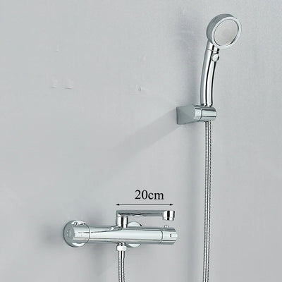 Thermostatic Bathtub Faucet Set Wall Mounted Black Chrome Shower Mixer