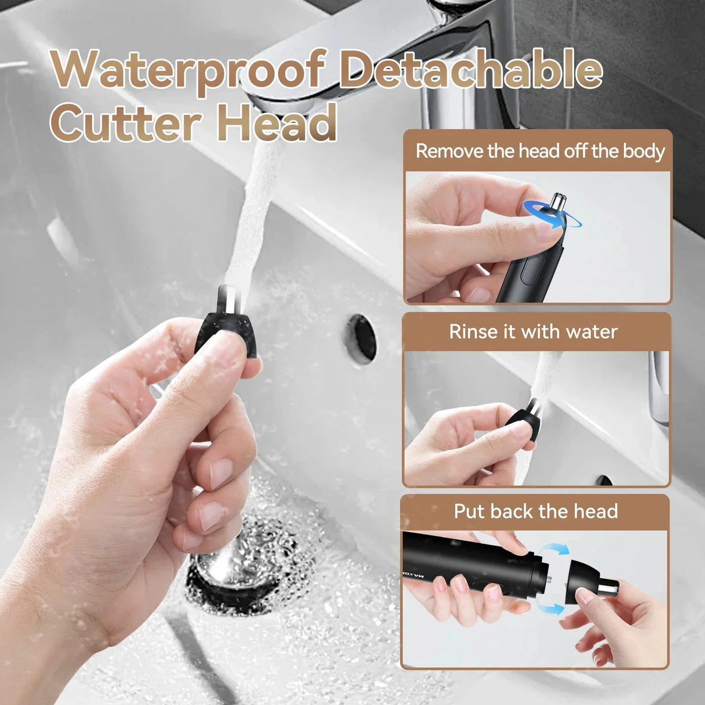 Nose Hair Trimmer For Men Rechargeable 360 Rotating Dual-Blade Shaver