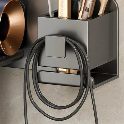 Wall-Mounted Hair Dryer Holder Shelf Bathroom Storage Rack Organizer