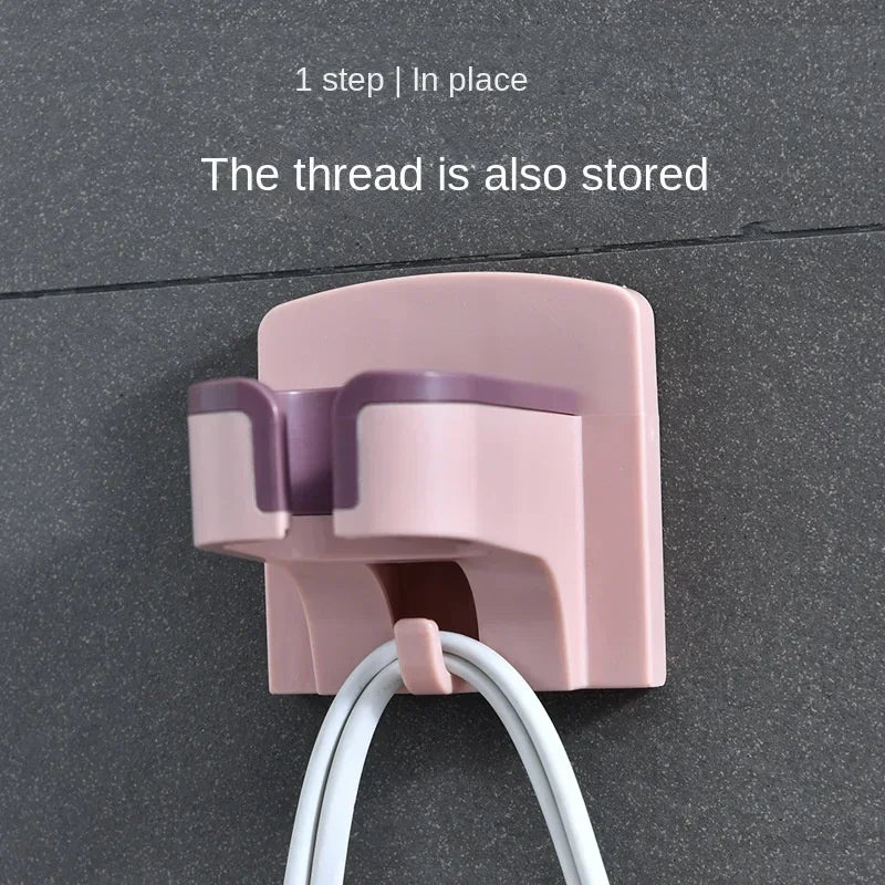 Wall-mounted Hair Dryer Holder Bathroom Hook ABS Storage Shelf