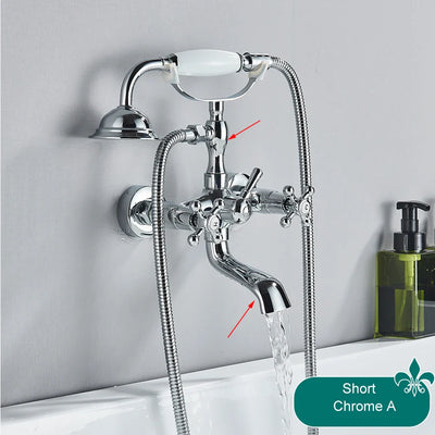 Waterfall Bathtub Faucet Brass Telephone Style Golden Finish