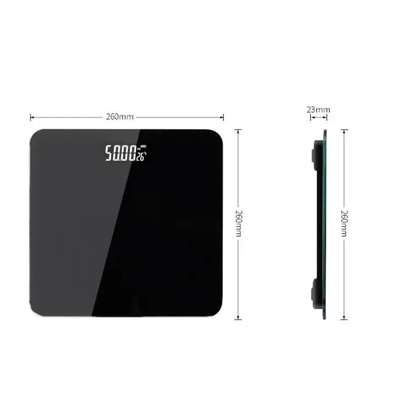 Gym Battery Digital Bathroom Scale Black Tempered Glass Weighing
