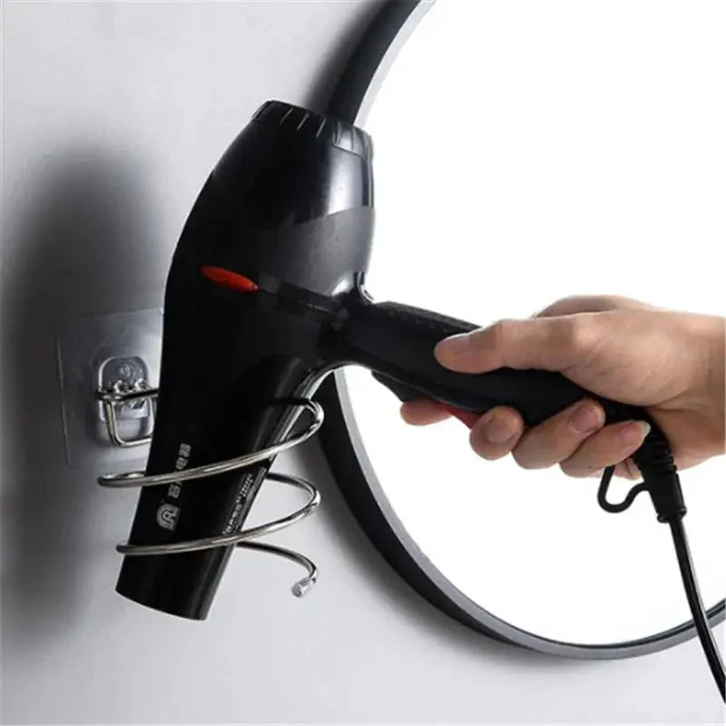 Spiral Wall Mounted Hair Dryer Holder Storage Organizer Rack