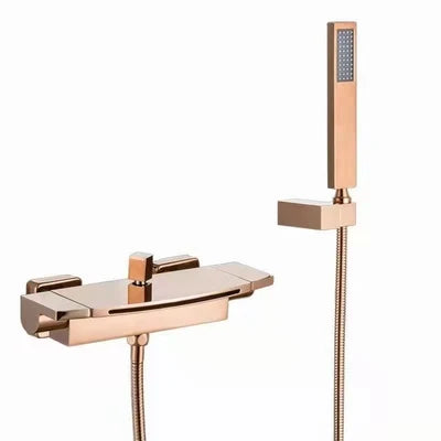 Bathtub Shower Set Wall Mounted Double Handle Gold Bathroom Fixture