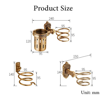 Hair Dryer Holder Aluminum Bathroom Shelf Vintage Style