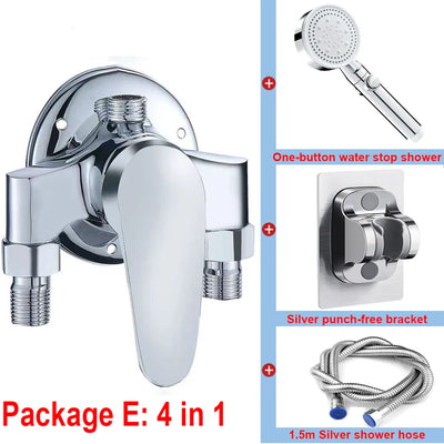 G1/2 Bathtub Shower Faucet Hot Cold Water Mixing Valve Set