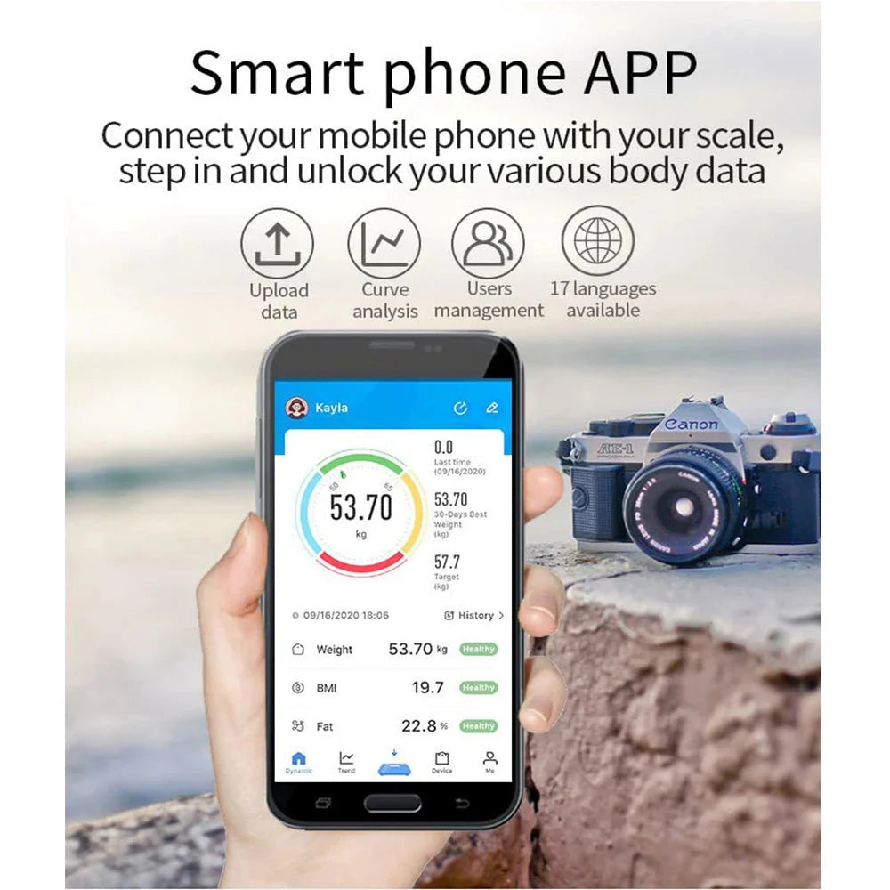 Digital Bathroom Scale With Bluetooth Body Weight Monitor