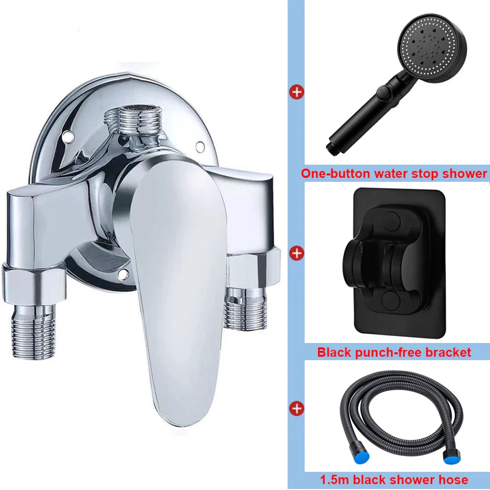 G1/2 Bathtub Shower Faucet Hot Cold Water Mixing Valve Set