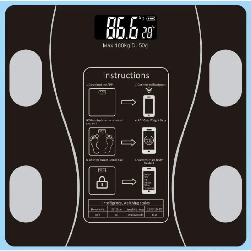 Digital Bathroom Weighing Scale With BMI Body Fat Muscle Analysis