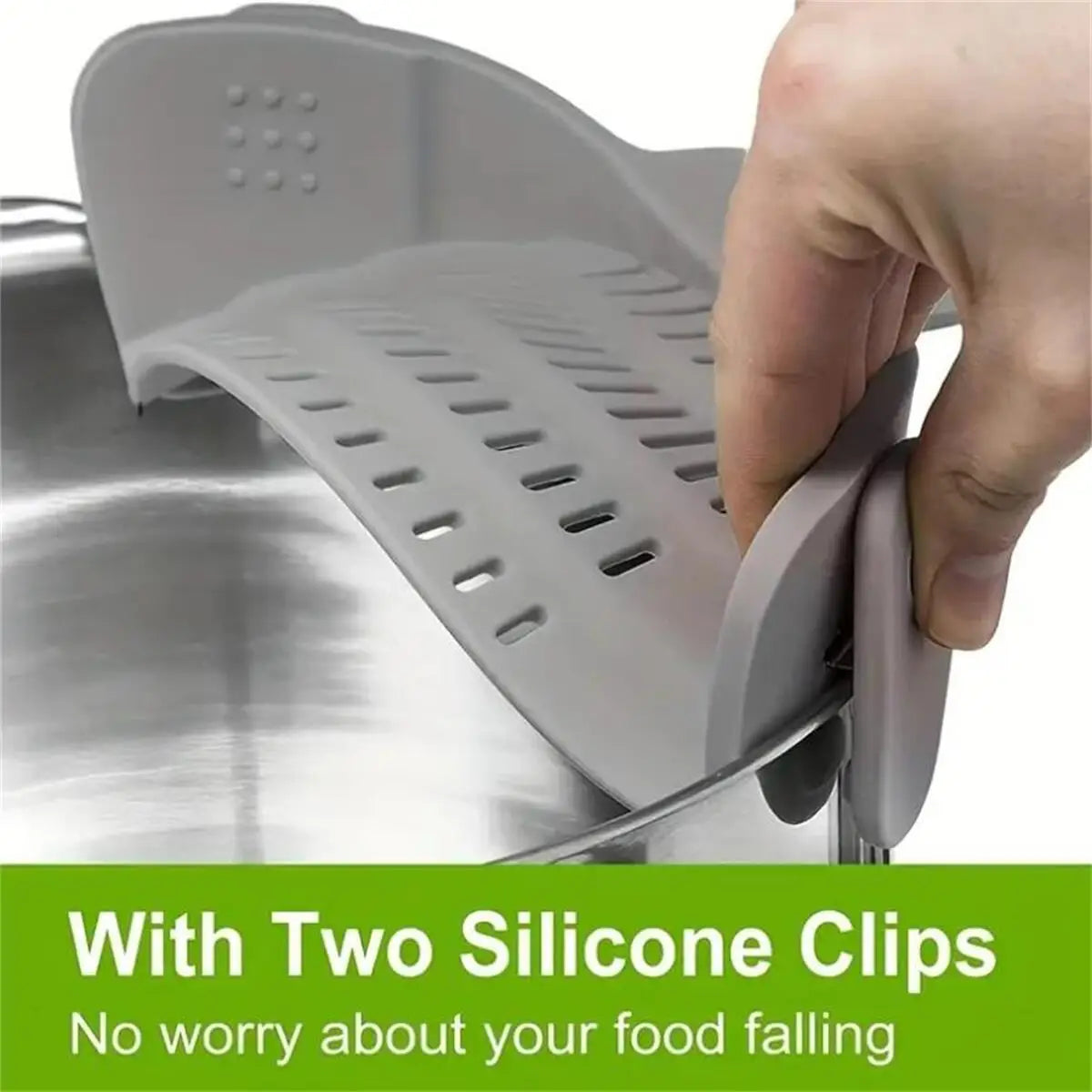 ClipStrain Adjustable Silicone Strainer For Kitchen Draining Tasks