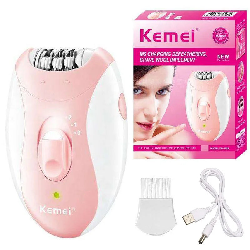 Kemei Rechargeable Women Electric Epilator For Facial And Body Hair Removal
