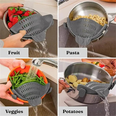 ClipStrain Adjustable Silicone Strainer For Kitchen Draining Tasks