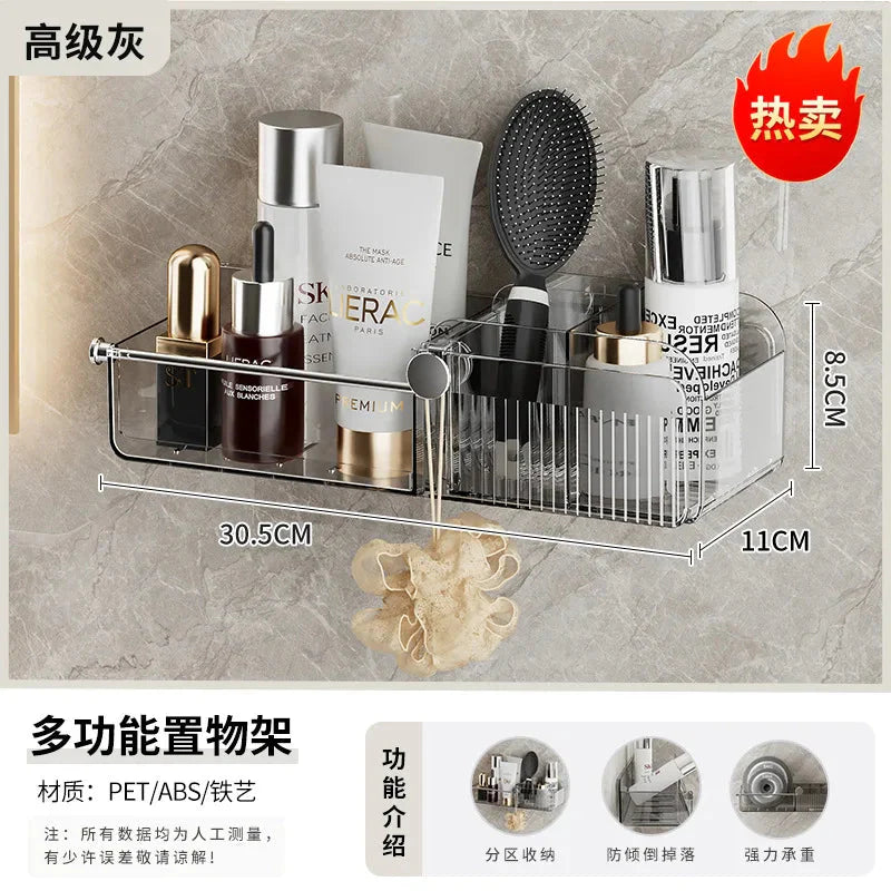Hair Dryer Rack Punch-Free Bathroom Organizer Wall Mount Holder